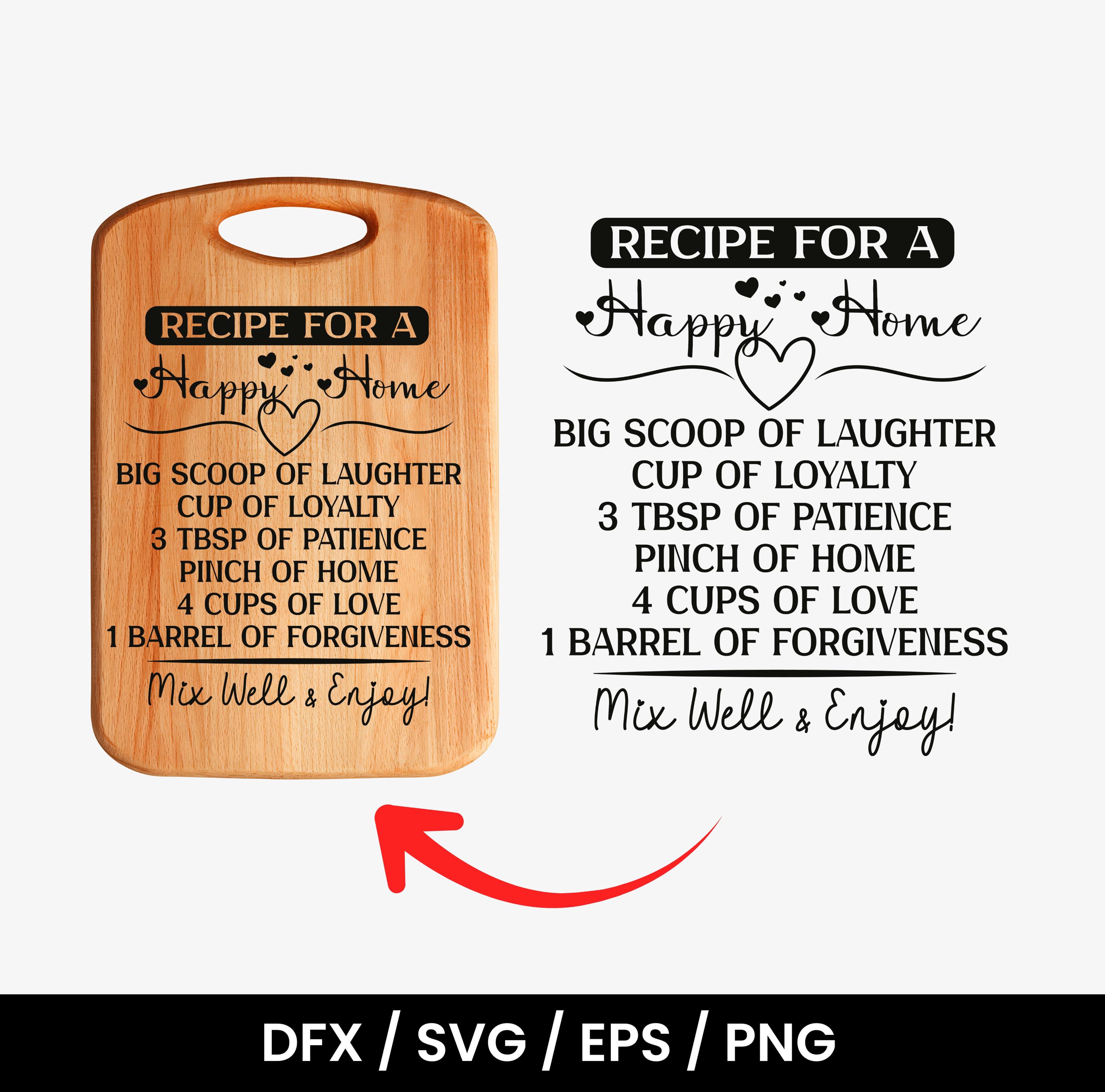 Family Recipe SVG Bundle, Kitchen Cutting Board Engraving (instant ...