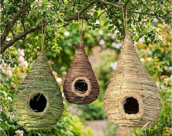 Umweltfreundliche Handgefertigte hlzerne Bambus-Vogelhaus-Htte im 2er-Set  Von Bali - Etsy.de