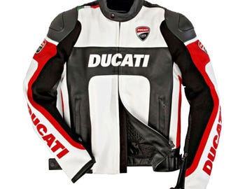 Ducati Corse 2010 Motorbike Leather Jacket  CE Armored  Genuine Cowhide Racing Jacket for Men