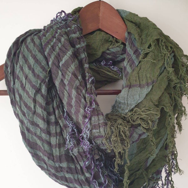 Army Green Cotton Tartan striped Scarf, So Soft,Shawl,military green Plaid Cowl Men Gift Ideas For Her For Him Women Fashion Accessories