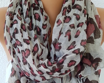 Leopard Cotton Scarf Camouflage Shawl spring summer scarf, Cowl Scarf Gift Ideas For Her Women's Fashion Accessories