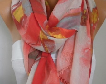 Coral Tones Ombre Scarf,Soft Shawl, Mother's day gift