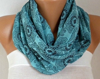 Mint Green Chiffon Fabric Infinity Scarves For Women  Sacred Geometry Art Mandala Art Print