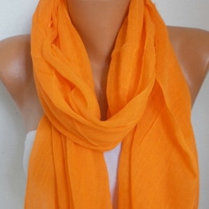 Orange Cotton Scarf summer shawl, Pumpkin,Halloween Gift,Cowl Bridesmaid Gift Ideas For Her, Women Accessories image 2