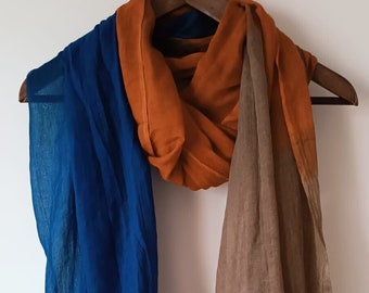 Blue / Tupe / Orange Ombre Scarf , Mother's Day Gift