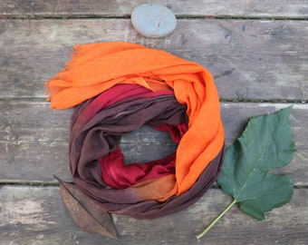 Burgundy / Brown / Orange Ombre Scarf , Mother's Day Gift