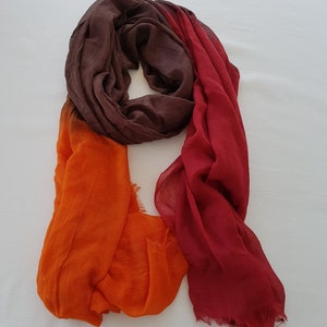 Burgundy / Brown / Orange Ombre Scarf , Mother's Day Gift afbeelding 10