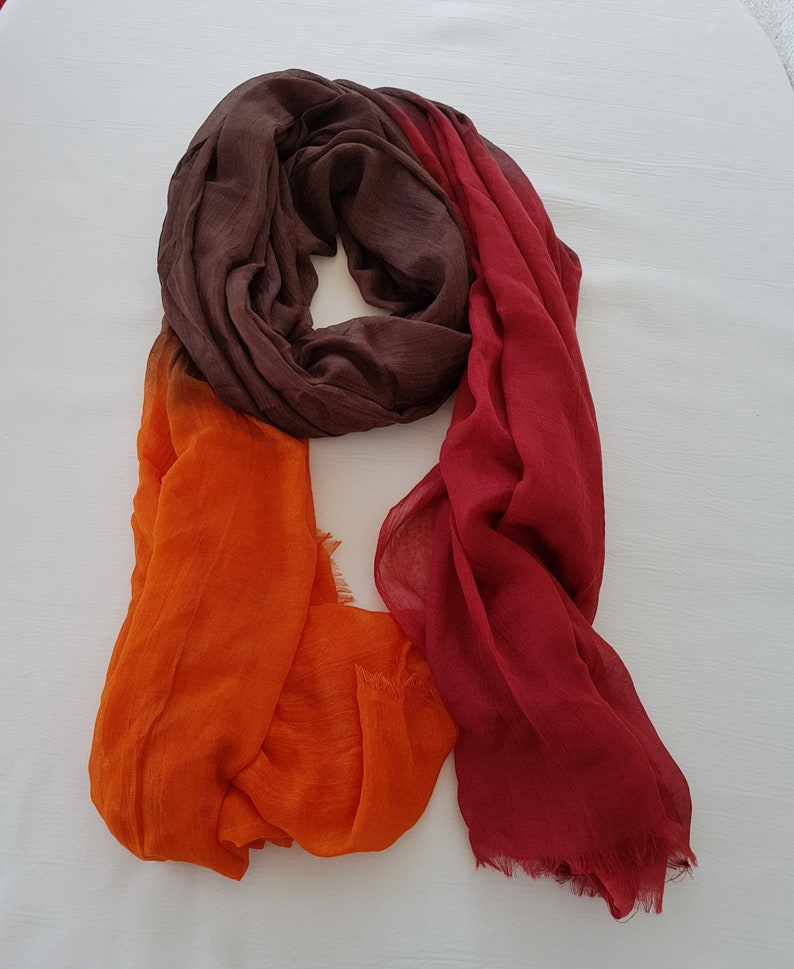 Burgundy / Brown / Orange Ombre Scarf , Mother's Day Gift afbeelding 10