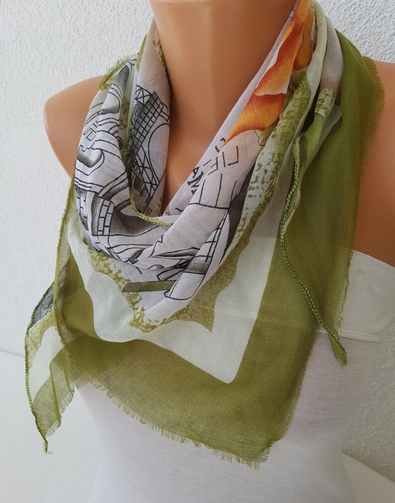 Light Olive Green Cotton Scarf Women Triangle Scarf Summer Etsy