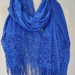 Royal Blue Tulle Scarf Mantilla Scarf Women Tulle Chapel Veil Mantilla Tulle Chantilly Veil Latin Mass image 8