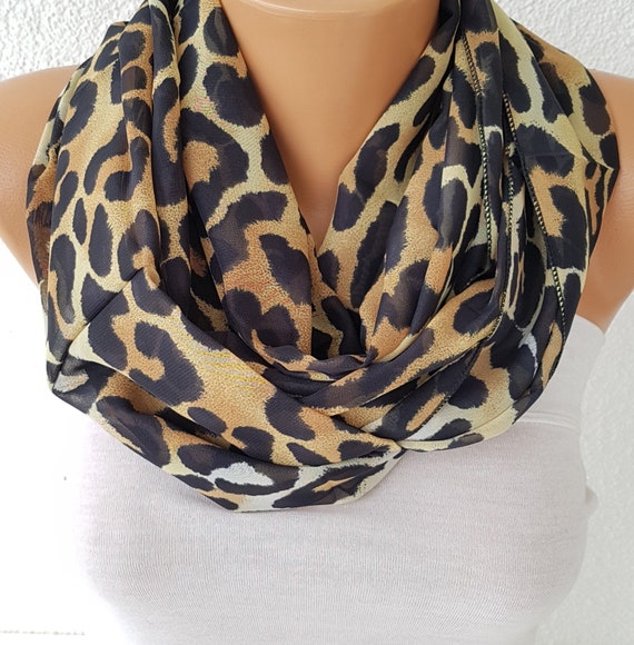 Leopard Print Infinity Scarf cowl Circle Scarf Loop Scarf Etsy