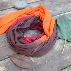 Burgundy / Brown / Orange Ombre Scarf , Mother's Day Gift afbeelding 7