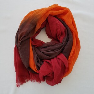 Burgundy / Brown / Orange Ombre Scarf , Mother's Day Gift afbeelding 9