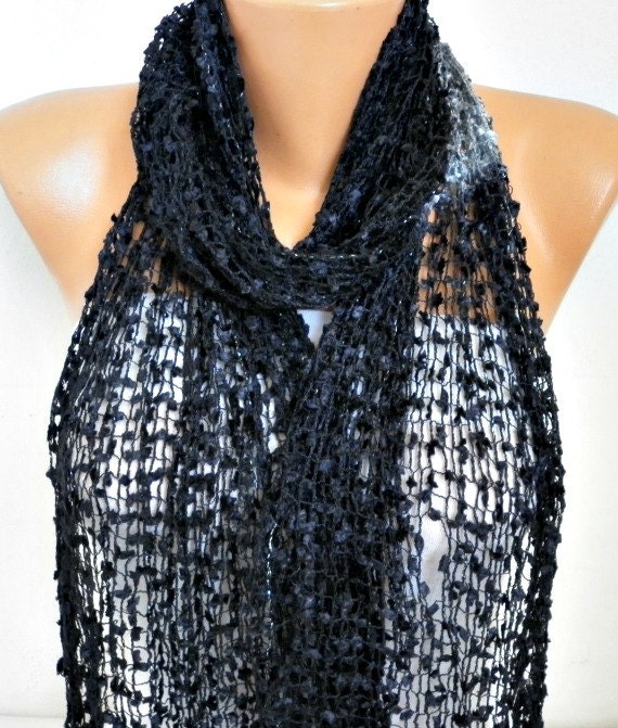 black knitted shawl