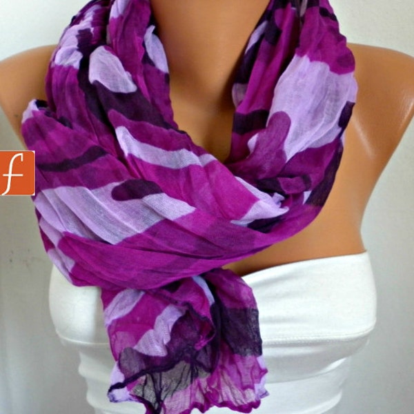 Purple/lilac Camouflage Scarf, Shawl Cowl Lavender Gift Ideas For Her Women Fashion Accessories Teacher Gift