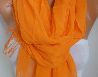 Orange Cotton Scarf summer shawl, Pumpkin,Halloween Gift,Cowl Bridesmaid Gift Ideas For Her, Women Accessories