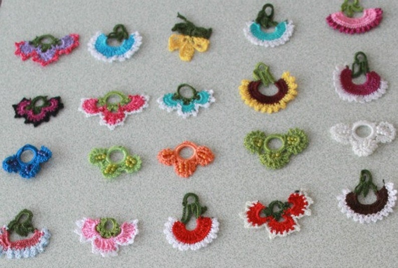 Crocheted Flower Necklace Oya with semiprecious stones Etsy