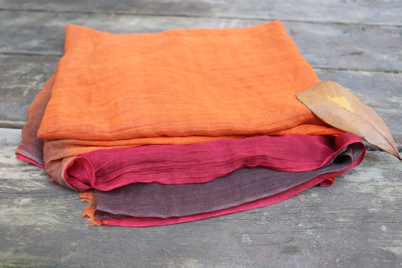 Burgundy / Brown / Orange Ombre Scarf , Mother's Day Gift afbeelding 4