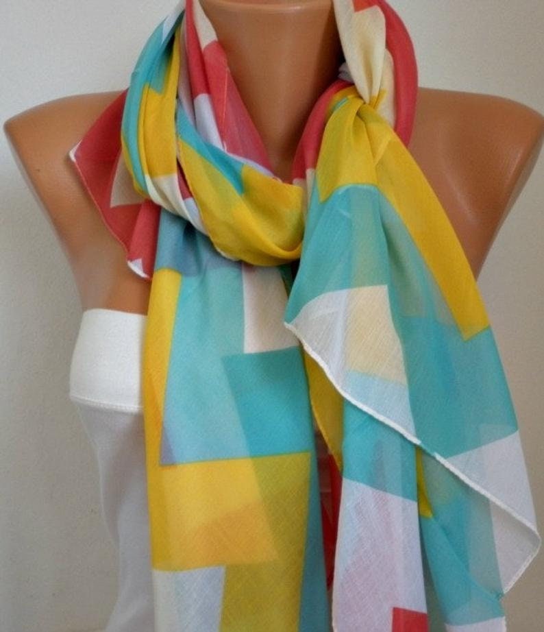 Chevron Scarf cotton Scarf Shawl Bridesmaid Gift Multicolor Etsy