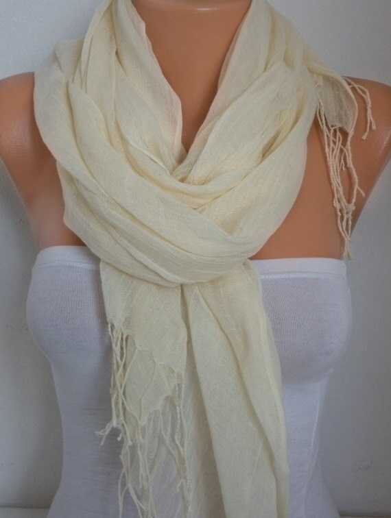 cream cotton scarf