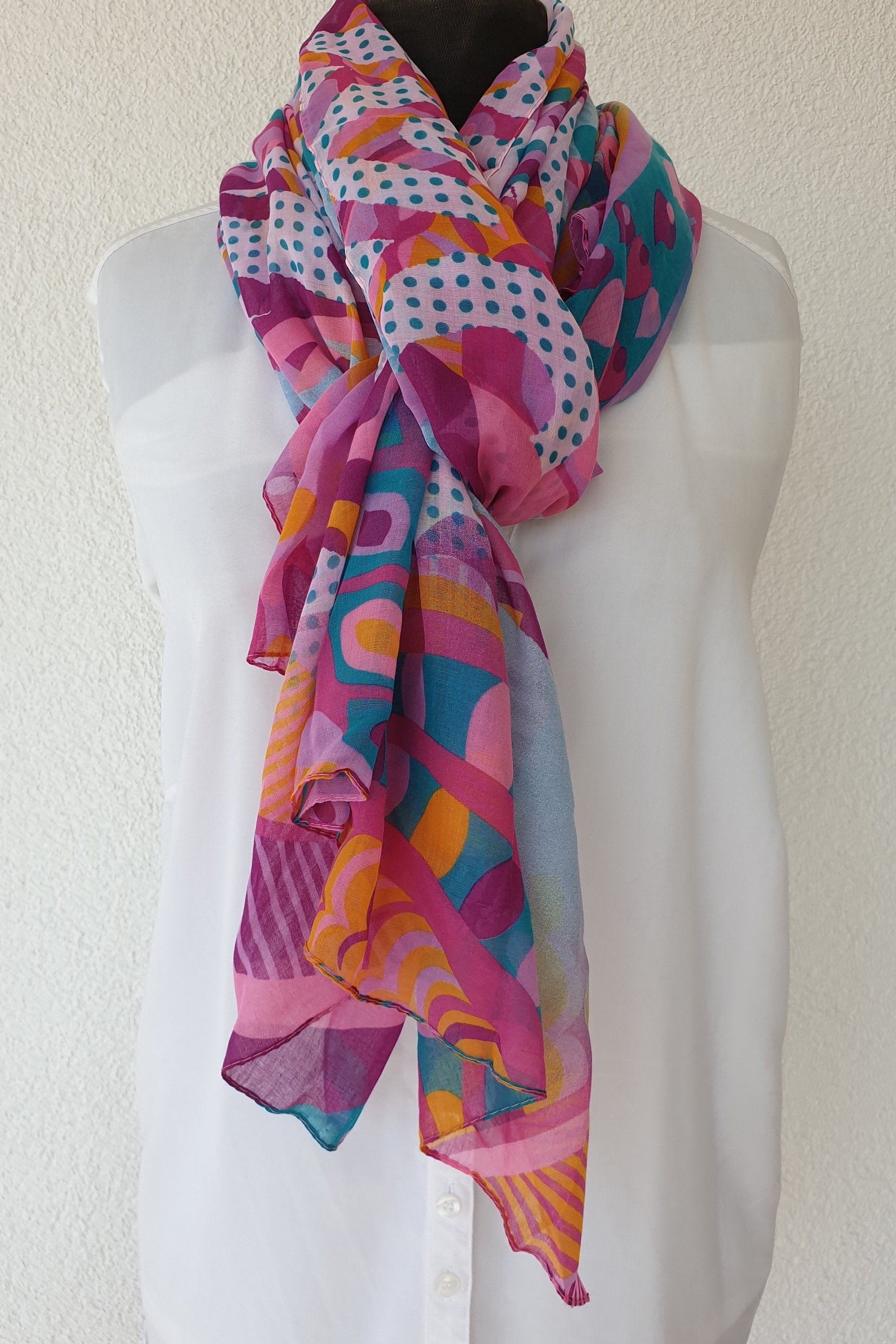 Purple tones Polka Dot Cotton Scarf shawl Cowl Oversized Wrap | Etsy