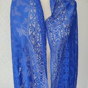 Royal Blue Tulle Scarf Mantilla Scarf Women Tulle Chapel Veil Mantilla Tulle Chantilly Veil Latin Mass image 6