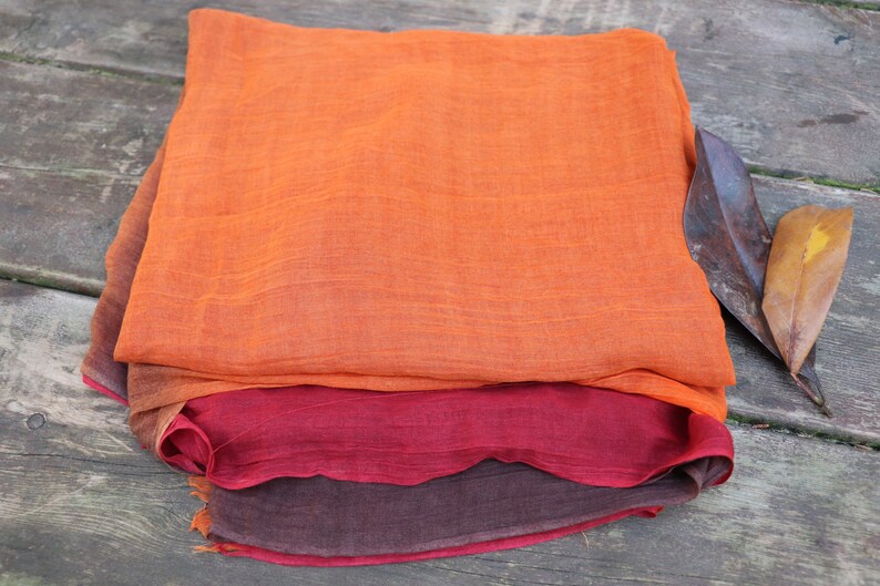 Burgundy / Brown / Orange Ombre Scarf , Mother's Day Gift afbeelding 3