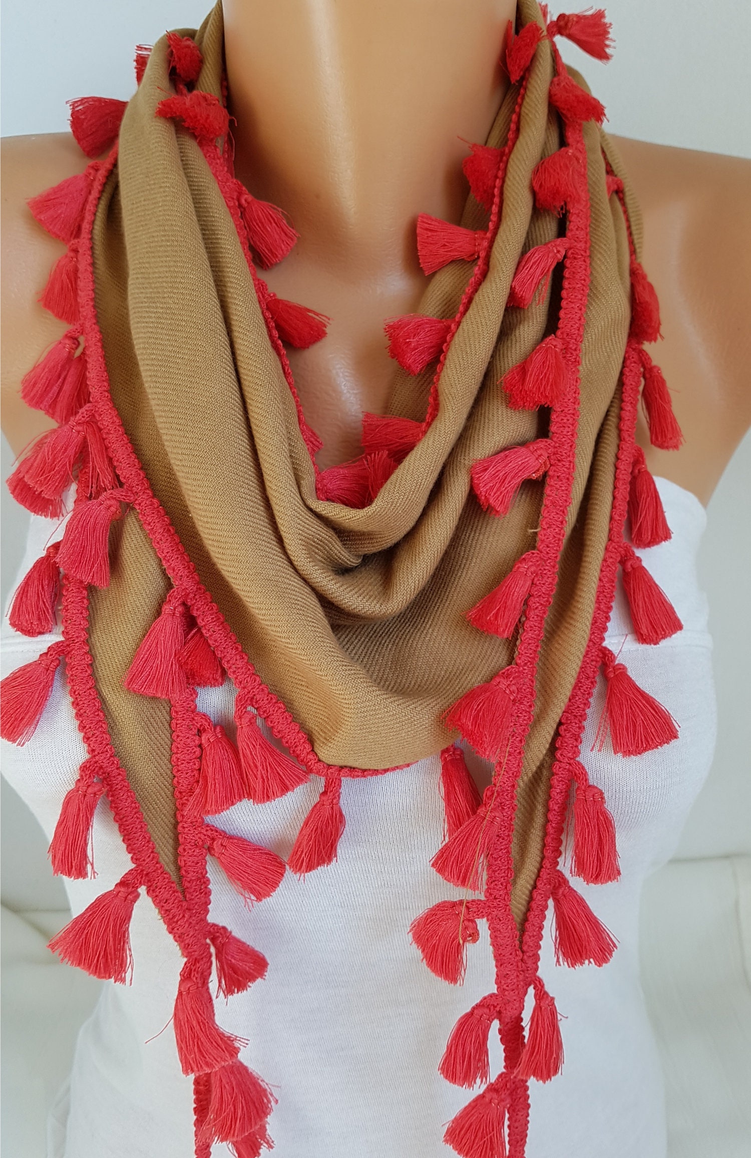 Bohemian Accessories For Women  gift for her mothers day gift for mom Boho Tassel Scarf Women Hippie Chic Winter Scarves For Women Gift