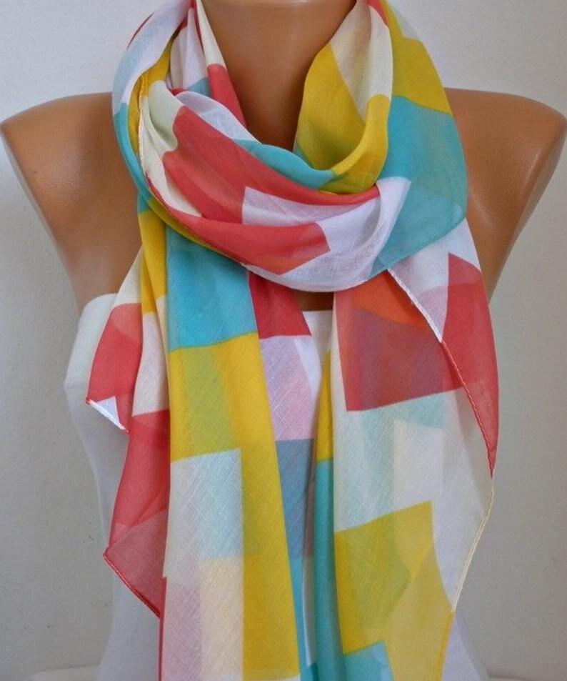 Chevron Scarf cotton Scarf Shawl Bridesmaid Gift Multicolor Etsy