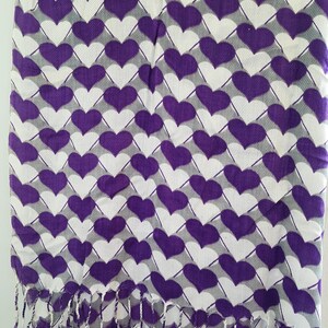 Purple Heart Print Pashmina Scarf, Shawl,Wedding Scarf,Bridal Scarf, Oversized Cowl Scarf,Gift For Her,Women Fashion image 4