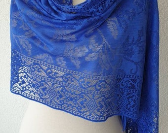 Royal Blue Tulle Scarf Mantilla Scarf Women Tulle Chapel Veil Mantilla Tulle Chantilly Veil Latin Mass