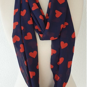 Dark Blue Heart Infinity Chiffon Scarf Circle Loop Scarf LOVE Gift Ideas For Her Women Fashion Accessories image 6