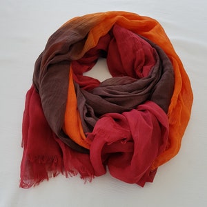 Burgundy / Brown / Orange Ombre Scarf , Mother's Day Gift afbeelding 8