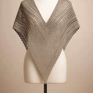 Handmade Grey Crochet Triangle Shawl Pattern | Elegant Lightweight Shawl PDF | Cozy Wrap Scarf Design | Easy Beginner Crochet Pattern