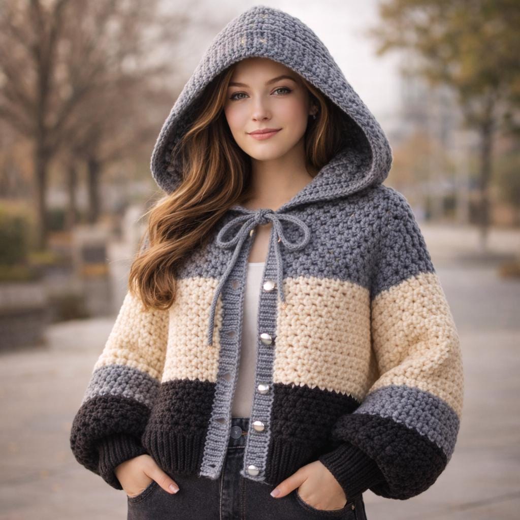 Buy Hooded Crochet Cardigan Handmade | Cozy Crochet Hoodie Sweater