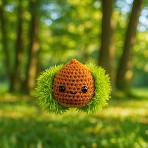 Patrón de peluche de castaña a crochet / Lindo amigurumi de castaña en PDF / Juguete kawaii de otoño fácil / Patrón de crochet para principiantes