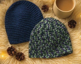 Beanie Mützen Muster | Gemütliche Wintermütze PDF | Einfach gehäkelte Mütze | Anfängerfreundliches warmes Hut-Design