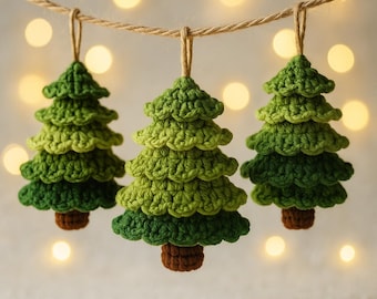 Handmade häkeln Baum Ornamente Muster | Süsser Weihnachtsdekor PDF | Einfacher Urlaub Ornament Set | Anfängerfreundliche Häkelanleitung