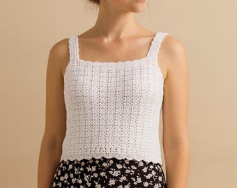 Crochet Tank Top Pattern - Sommer Crop Top PDF, Easy Lacy Camisole, anfängerfreundliches Häkeltop, handgefertigte Damenkleidung