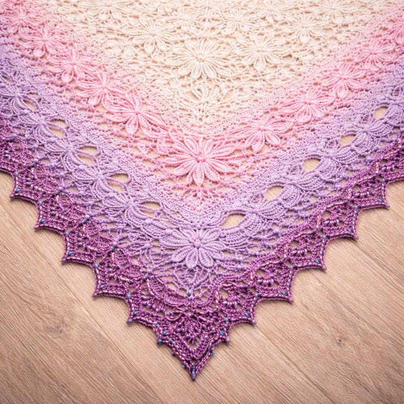 Floral Lace Crochet Shawl Pattern – Elegant Triangle Wrap, Lightweight ...