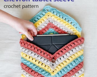 Chevron Tablet Hülle Häkelanleitung | iPad & Tablet Tasche PDF häkeln | One Day Projekt | Sofort Download