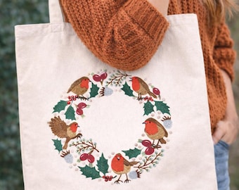 Weihnachts Rotkehlchen Stickmuster | Rotkehlchen Maschinenstickerei | Urlaub Winter Stickdatei | Sofortdownload
