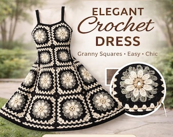 Gehäkeltes Oma Quadrat Kleid Boho Style | Handgefertigtes Häkelkleid | Festival Häkelkleid | Vintage Häkelkleidung