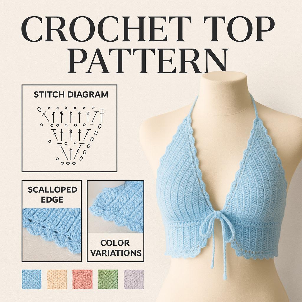 40 Crochet Halter Tops with Lace, Mesh, and Granny Squares 17 Crochet Halter Top Pattern Summer Crop Top Easy Ribbed
