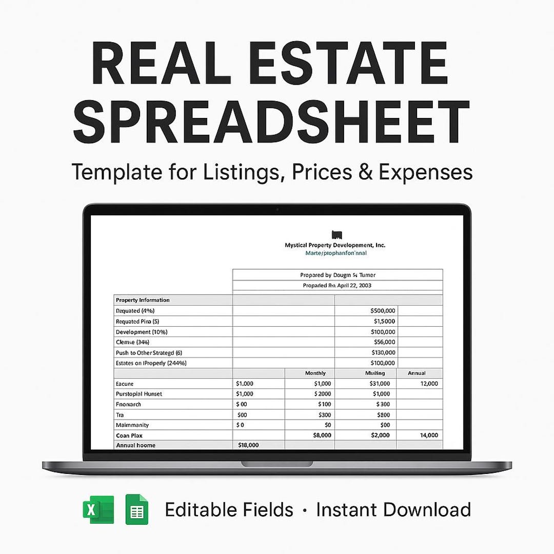 Real Estate Spreadsheet Template Excel Google Sheets Rental Property ...