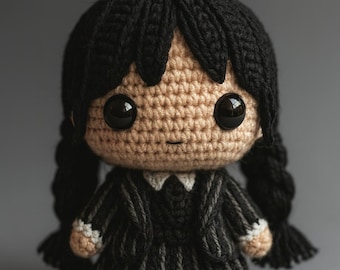 Gothic Girl häkeln Puppe Muster | Dunkelästhetisches Amigurumi PDF | Handgemachte Gothic Plüschtier | Anfängerfreundliche Häkelpuppe