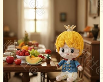 Patrón de muñeco Príncipe de crochet: Lindo amigurumi real en PDF, peluche Príncipe de cuento de hadas, patrón de crochet fácil para principiantes