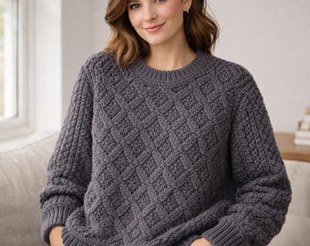 Pullover Häkelanleitung PDF | Strukturiertes Häkelpullover-Muster | Gemütlicher Häkelpullover | Digitaler Download