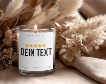 Valuta le stelle con un testo più personalizzato | Candela personalizzabile