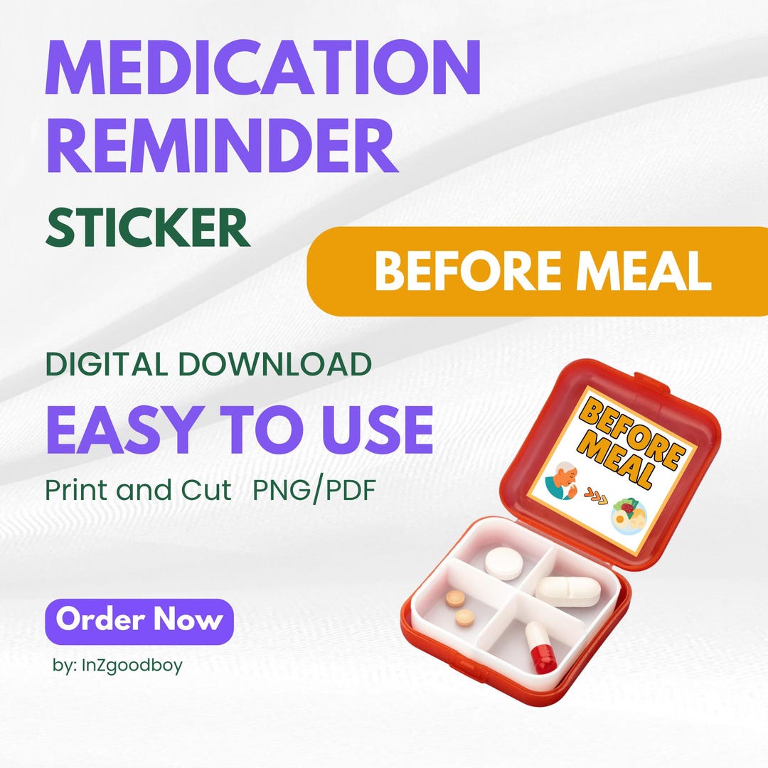 Medication File Sticker Medication Reminder Stickers for Seniors, Digital Download ...